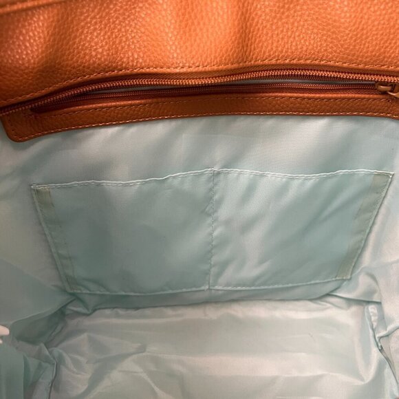 Thirty-One Little Dreamer Natural Straw Light Blue Middle Stripe Summer Tote Bag - Picture 9 of 15